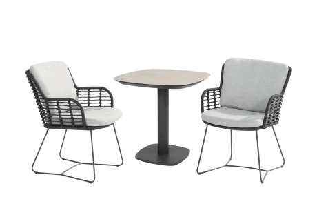  Taste Manolo Ceramic Table 75x75cm + 2x Fabrice - Anthracite